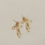 Gold Bow Dangle Earrings